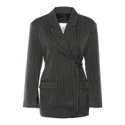 Grå Pinstripe Blazer Jakke