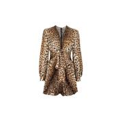 Leopard Print Mini Kjole V-hals