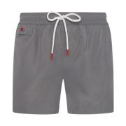 Grå Polyester Swim Boxer Trunks