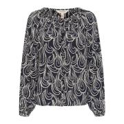 Marine Dot Chain Bluse Stilfuldt Print