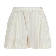 Plisseret Pinstripe Shorts med Logo Broderi