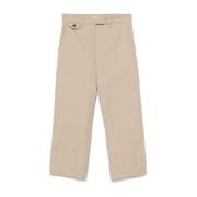 Beige Cropped Bomuld Linned Bukser