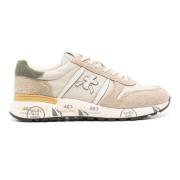 Beige Ruskind Nylon Sneakers