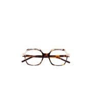 Firkantede briller med Havana brun acetatfront og beige gennemsigtig l...