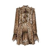 Leopard-Print Ruffled Mini Kjole