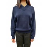 Marine V-hals Cashmere Uld Sweater