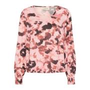 Abstrakt Print Bluse Blurred Rose