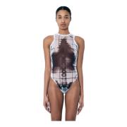 Squeletor Mesh Bodysuit Crewneck Print Italien