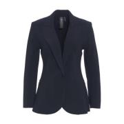 Blå Enkeltknap Blazer Chic Stil