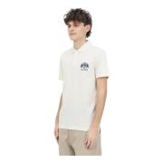 Creme Polo Shirt med Logo Broderi