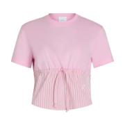 Stribet Pink Crew Neck T-shirt