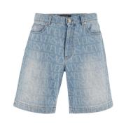 Bredbenet Laser Print Denim Shorts