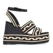 Raffia Platform Sandaler med Ankelrem