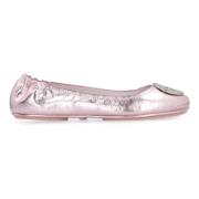 Metallic Læder Ballet Flats Elastisk Bagkant