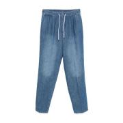 Indigo Blå Elastisk Snøre Jeans