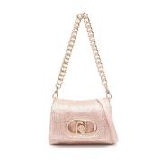 Blush Pink Foldover Chain-Link Taske