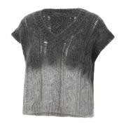 Mohair Blend Grå Gilet Sweater