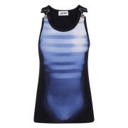 Ribbet tanktop med 'Le Male' print