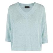 V-hals Sweater i Fin Strik