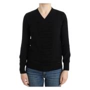 Elegant V-Neck Sweater i Sort