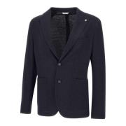 Blå Tekstureret Blazer med Revers