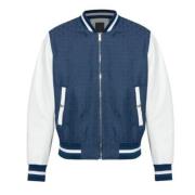 Navy White Bomber Jakke