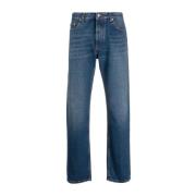 Stonewashed Straight-Leg Blå Jeans