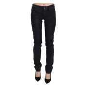 Elegant Sort Skinny Denim med Lav Talje