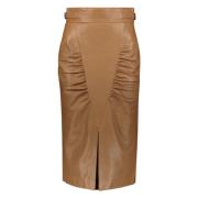 Elegant Midi Skirt med Side Gathering