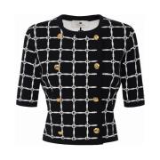 Jacquard Cardigan med Logo Motif