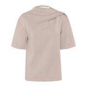 Draped Shoulder T-Shirt Stone