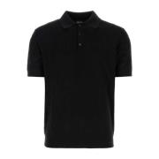 Silkeblandet sort poloshirt