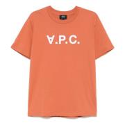 Orange Velour Logo Crew Neck T-shirt