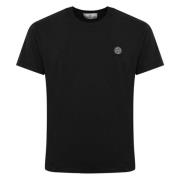 Sort Bomuld T-shirt med Logo Patch