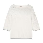 Pullover med mange nitter/strass-sten