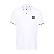 Stribet Polo Shirt i Hvid