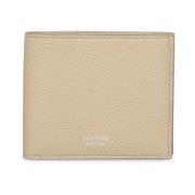 Grained Leather Wallet in Beige