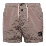 Lyserøde nylon shorts med kompaslogo