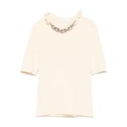 Beige Silke Bomuld T-Shirt Polo