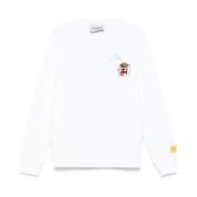 Hvid Crew Neck Sweater med Logo Patch