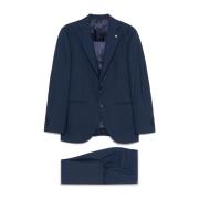 Navy Blue Suit med bagudgående ventilationsåbninger