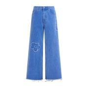 Viddeben Blomsterapplikation Denim Jeans