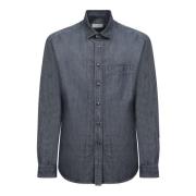 Blå Denim Overshirt med Brystlomme