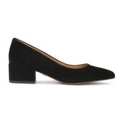 Sort ruskind lav stiletto pumps