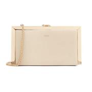 Beige clutch taske med metalramme