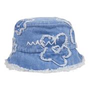 Blomstret bucket hat med blomsterapplikationer