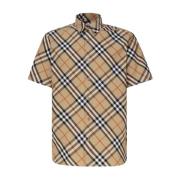 Vintage Check Beige Skjorte Italien Made