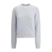 Silke Jacquard Sweater med Ribbed Trim