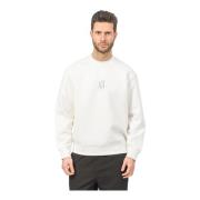 Hvid Crewneck Sweater med Frontlogo