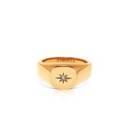 Skyfall Starburst Signature Ring in Gold with Clear CZ